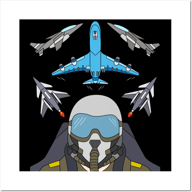 Cool Fighter Pilot Design with Jets and Airplane Wall Art by samshirts